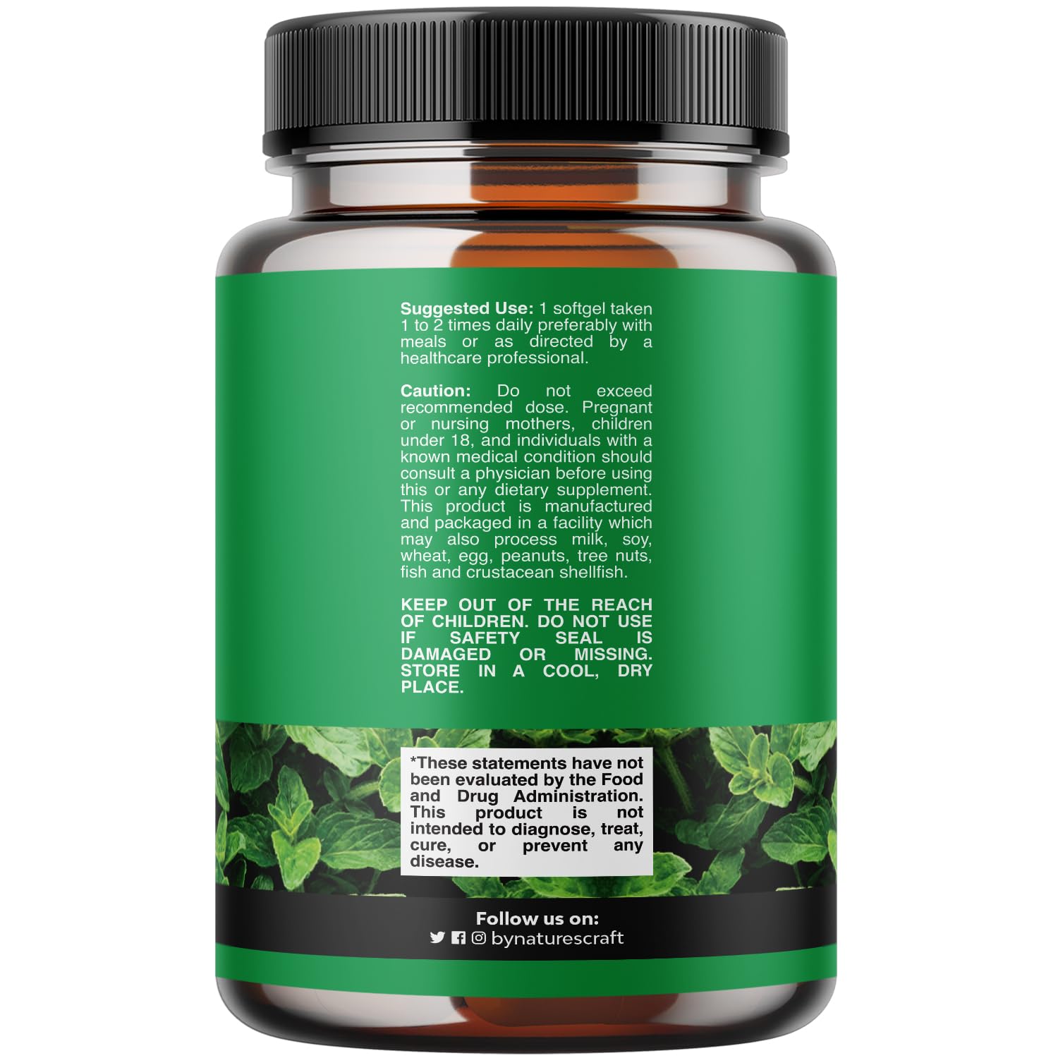 Natures Craft oregano oil softgels capsules close-up for gentle digestion support.