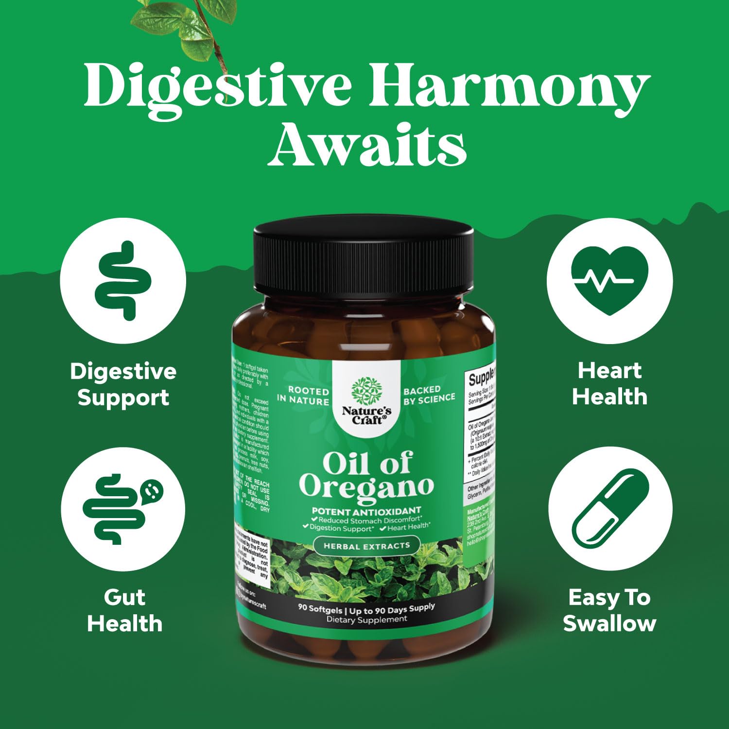 Natures Craft softgels with glass of water for easy daily use.