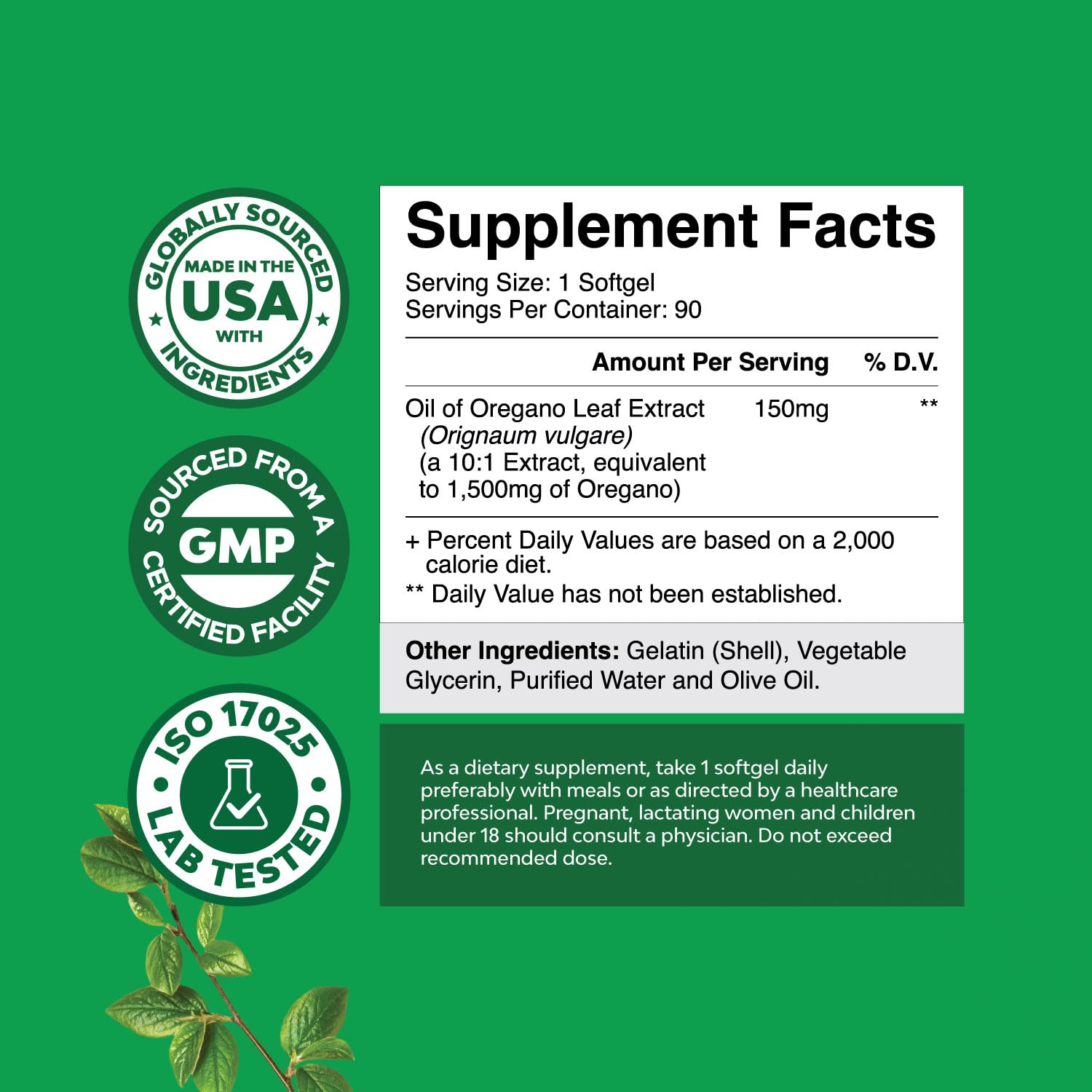 Natures Craft label close-up shows 70 percent carvacrol potency.