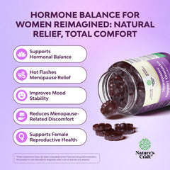 Natures Craft Women's Menopause Gummies label reveals Romose L. extract and ingredients.