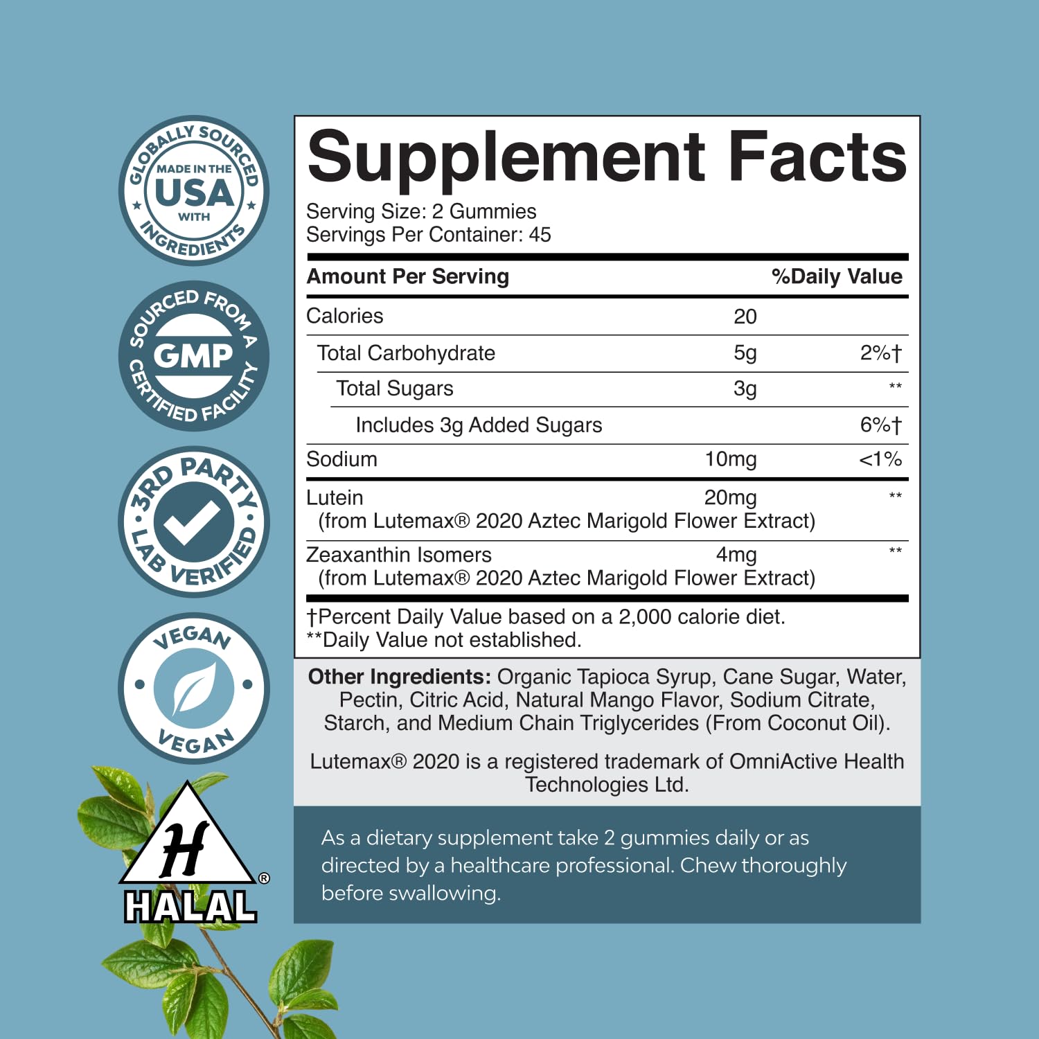 Natures Craft Zeaxanthin Plus Lutein gummies bottle close-up blue light protection