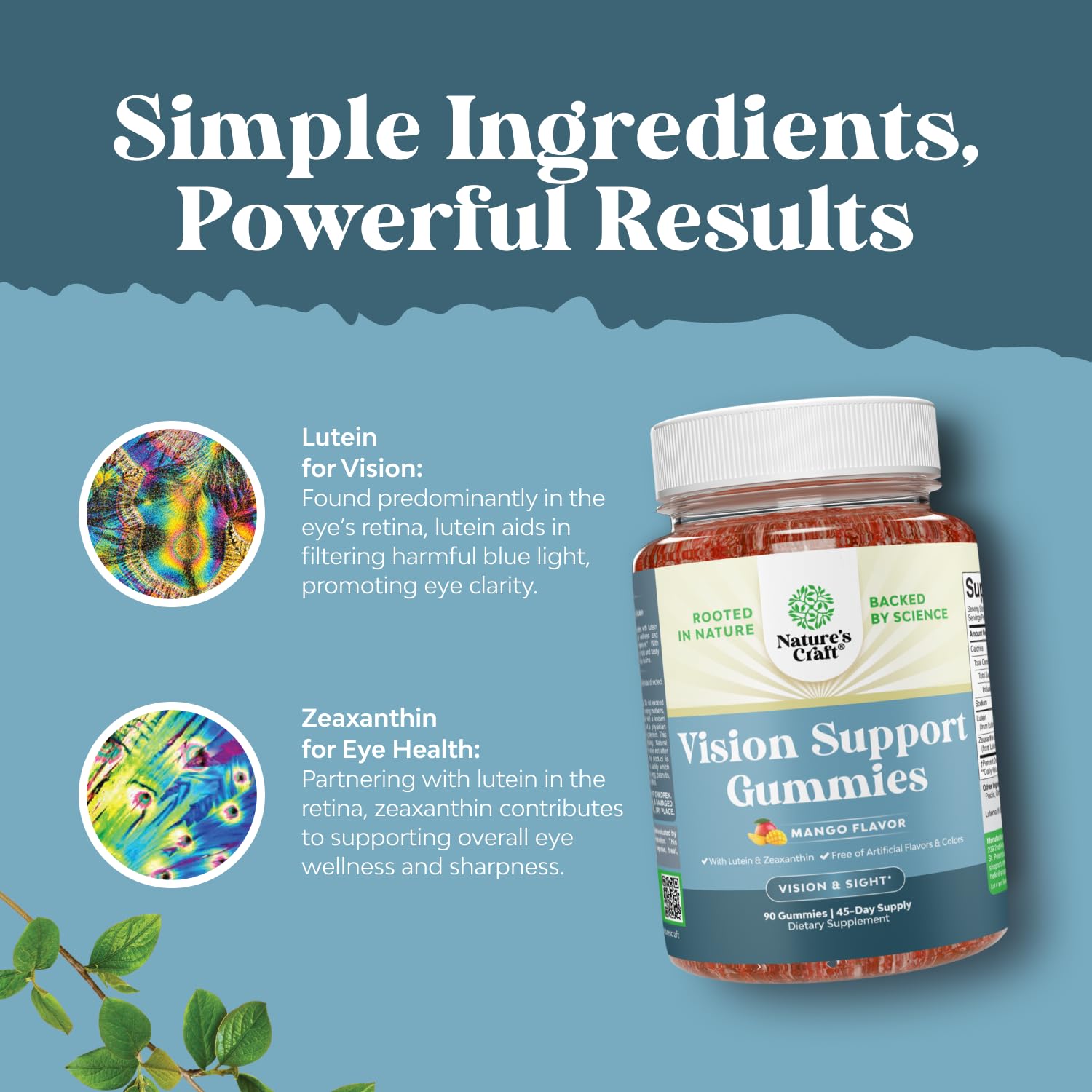 Natures Craft Zeaxanthin Plus Lutein gummy texture close-up for daily use