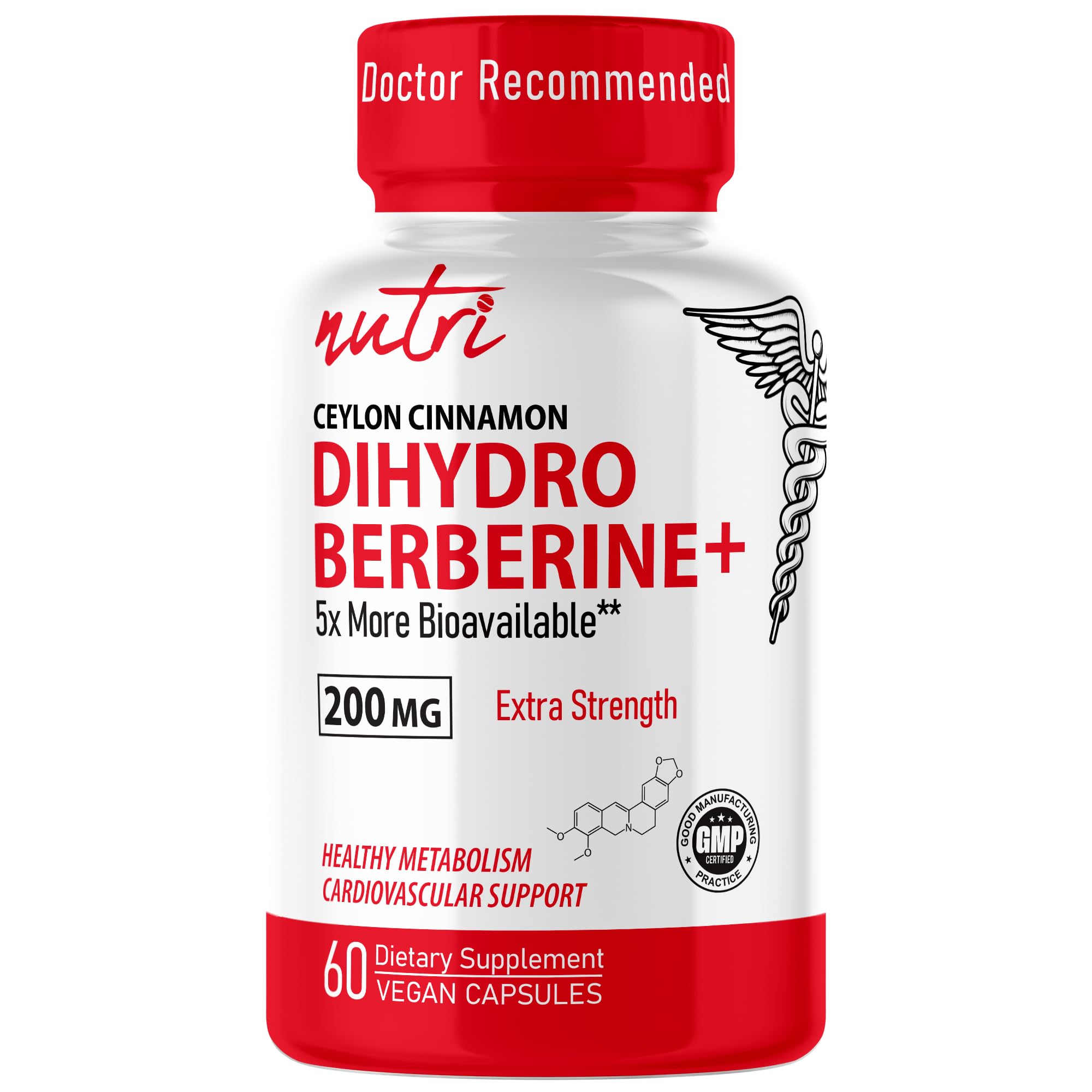 Nature's Fusions Dihydroberberine 200mg bottle ready for daily use with clear dosing