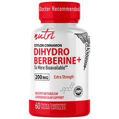 Nature's Fusions Dihydroberberine 200mg bottle ready for daily use with clear dosing