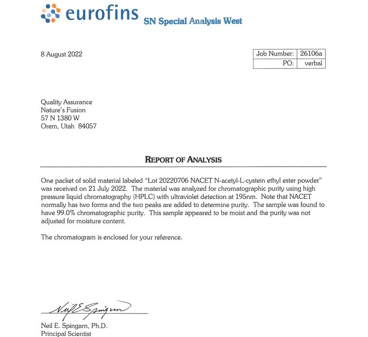 Nature's Fusions GlyNAC-ET dispensing pour illustrating simple intake