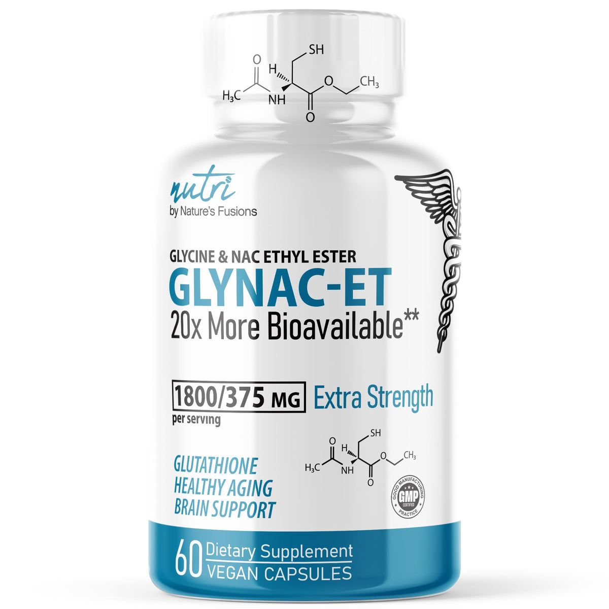 Nature's Fusions NACET-Glycine bottle for cellular support and antioxidant routines.
