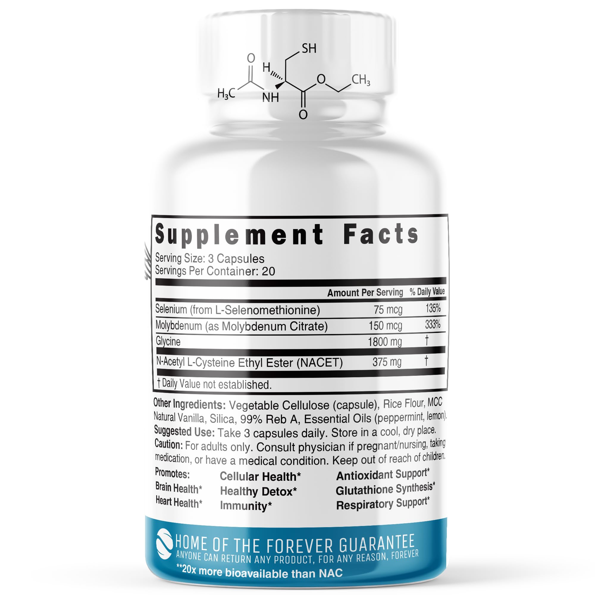 Nature's Fusions NACET-Glycine capsules for daily use and overall wellness.