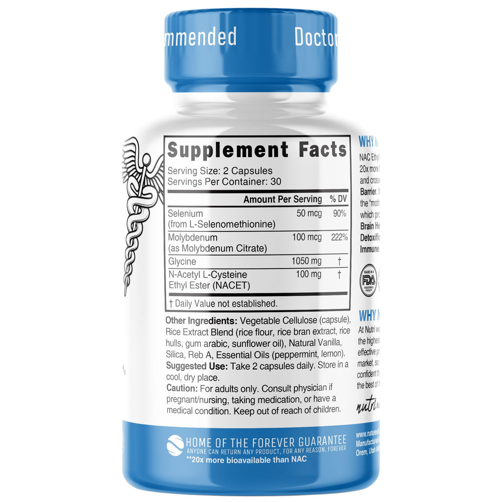 Nature's Fusions Neuro NACET image highlighting improved bioavailability claim.