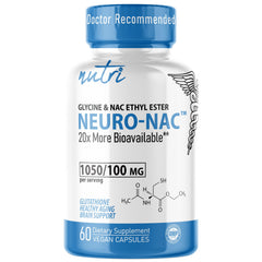 Nature's Fusions Neuro NACET bottle label highlighting 20x bioavailability.