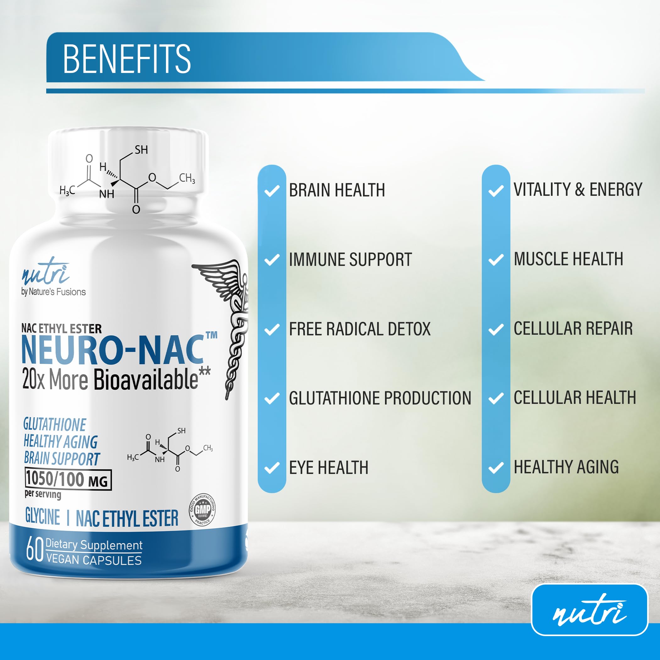 Illustration of NACET with glycine and minerals in Nature's Fusions blend.