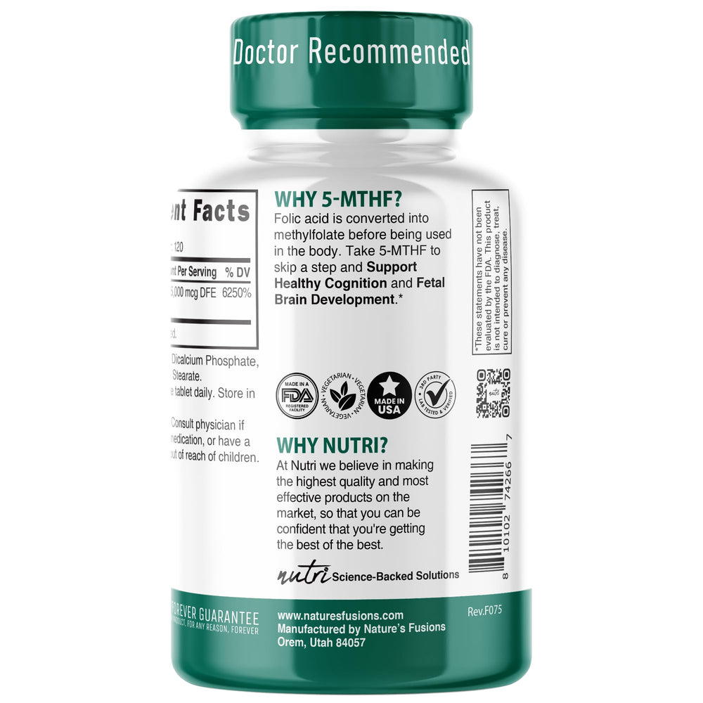 Nature's Fusions Nutri 5-MTHF bottle front view on shelf