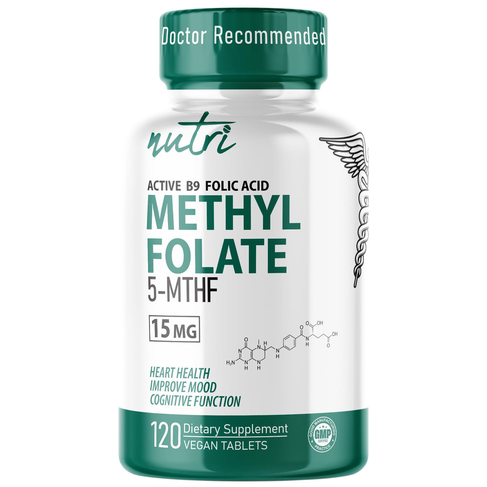 Nature's Fusions Nutri 5-MTHF bottle being poured for easy intake