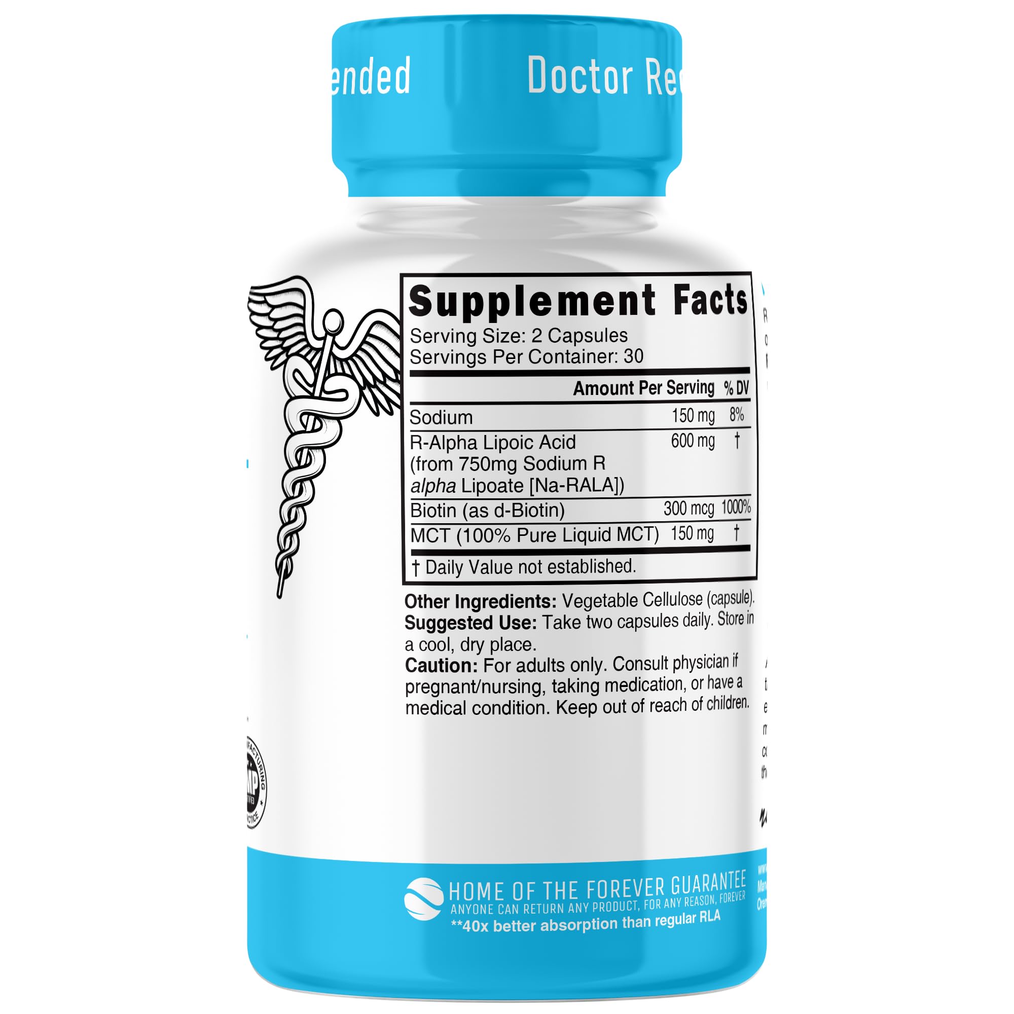 Nature's Fusions Nutri R capsules showing 600mg R-ALA per serving