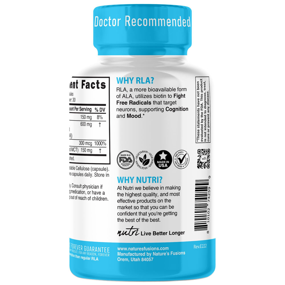 Nature's Fusions Nutri R lab-tested quality in a USA GMP facility
