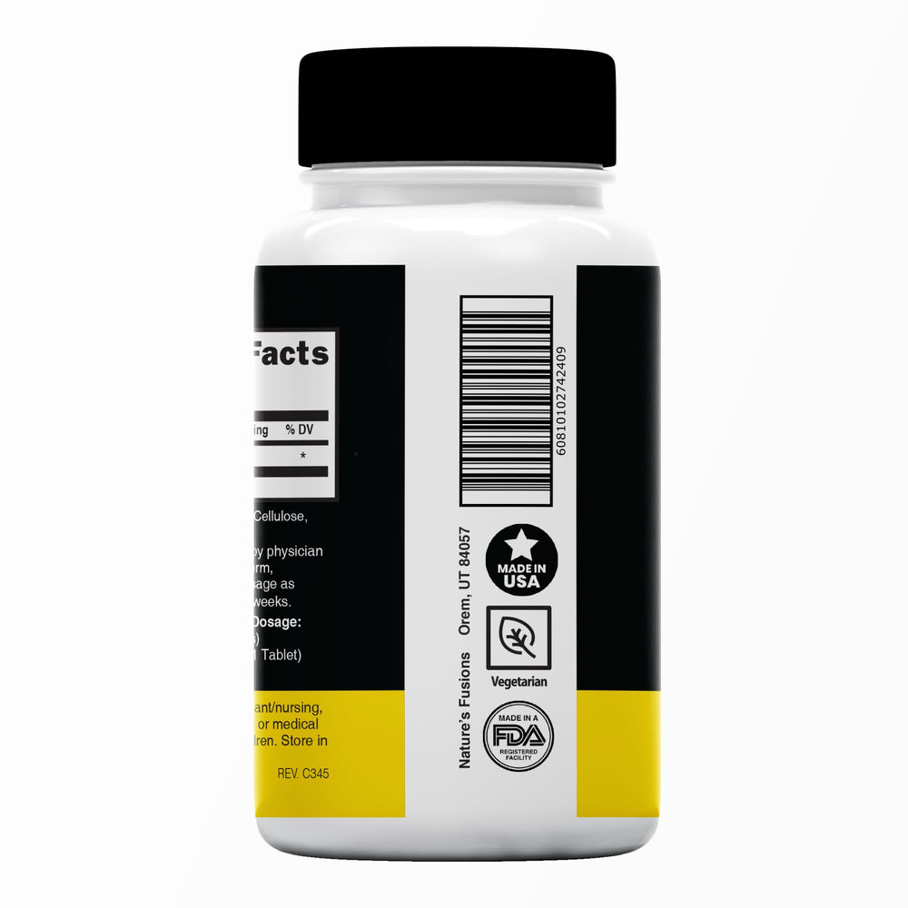 Nature's Fusions 130 mg KI tablets label highlighting emergency use