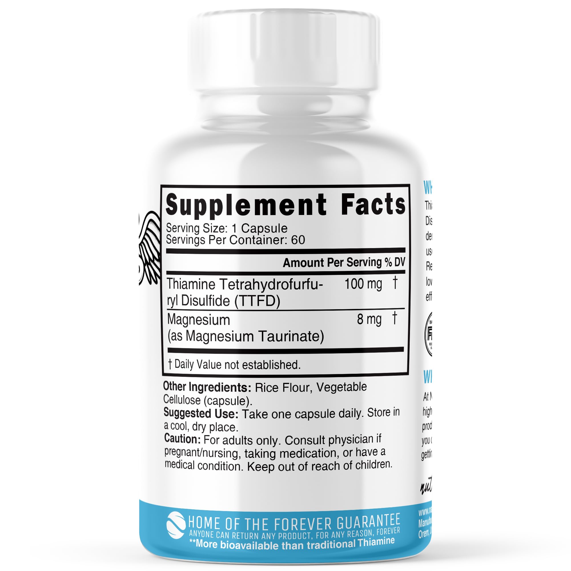 Nature's Fusions TTFD Thiamine B1 label highlights the premium bioavailable formula
