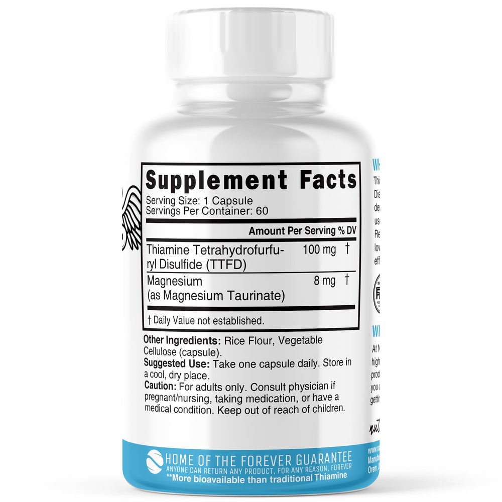 Nature's Fusions TTFD Thiamine B1 label highlights the premium bioavailable formula
