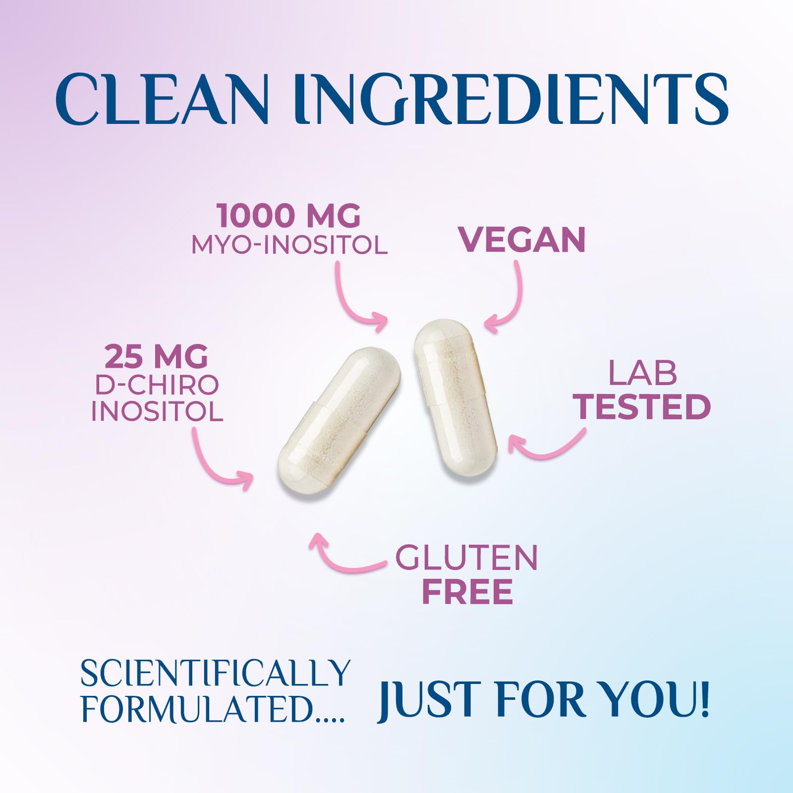 Nature's Glow vegan non-GMO label signals clean, plant-based inositol support.
