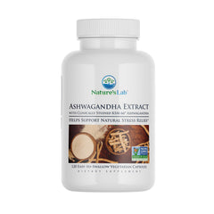 Nature's Lab Ashwagandha KSM66 extract bottle for daily stress support.