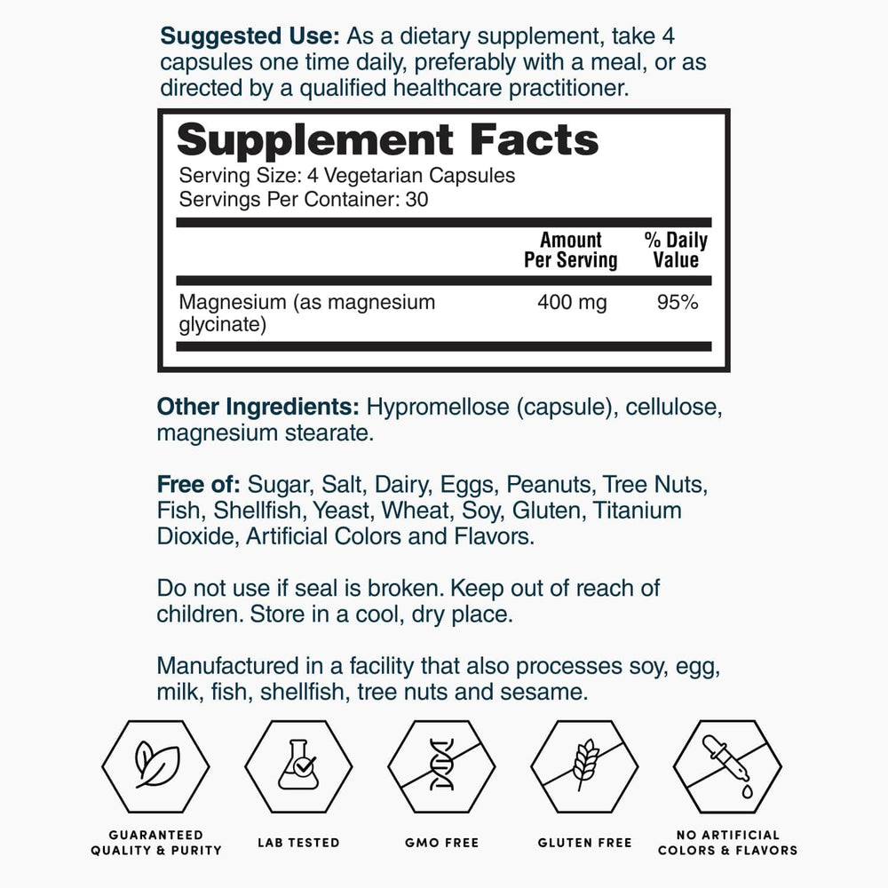 Nature's Lab Gold Magnesium Glycinate bottle beside a glass of water for easy daily use.