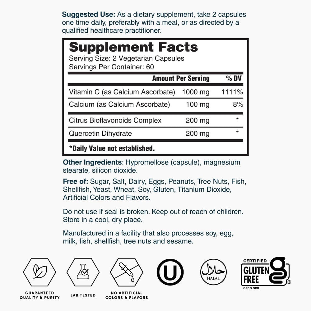 Nature's Lab Gold Vitamina C 1000 mg - envase de 120 cápsulas, dos meses de suministro