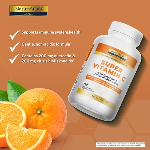 Nature's Lab Gold Vitamina C 1000 mg - etiqueta clara con bioflavonoides