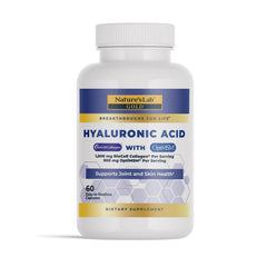 Nature's Lab Hyaluronic Acid with Biocell Collagen and MSM bottle highlighting joint support and hydration