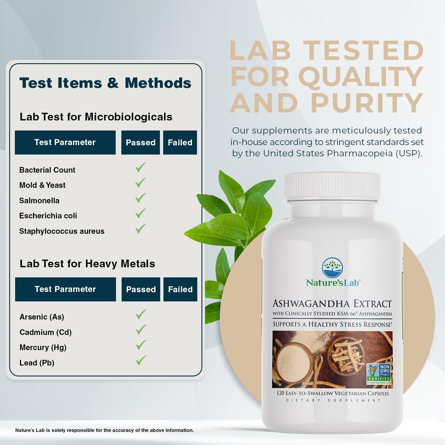 Nature's Lab KSM66 Ashwagandha label detail highlights potency.
