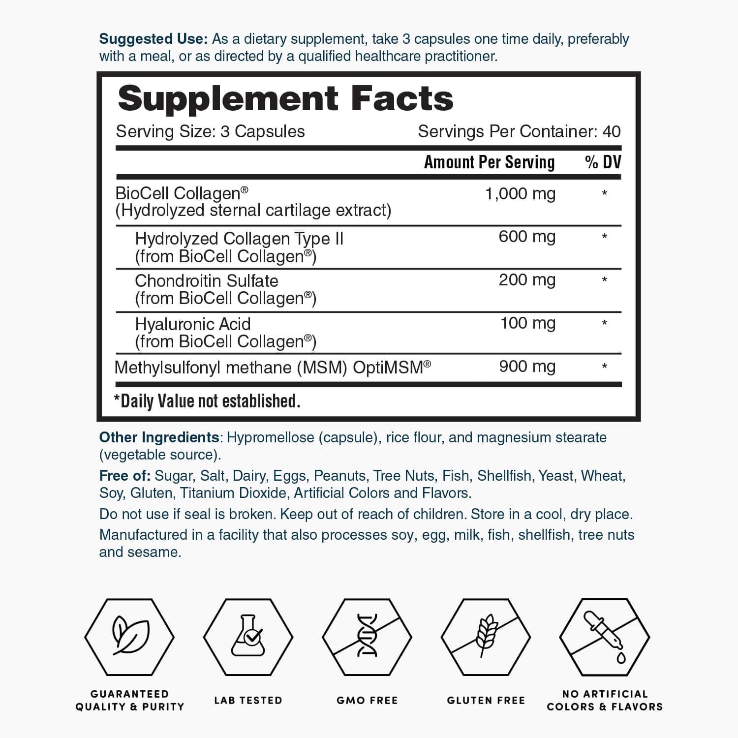 Nature's Lab supplement infographic illustrating joint and skin benefits
