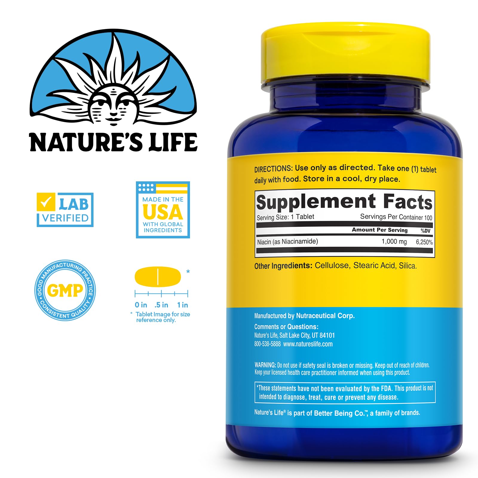 Nature's Life Energizing Niacinamide capsules highlight high potency and no-flush benefits.