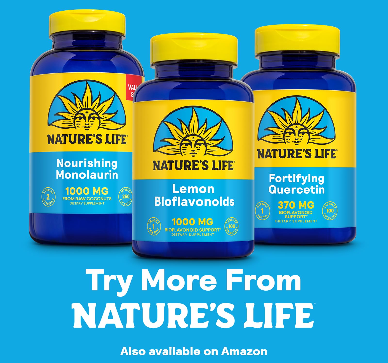 Nature's Life Lemon Bioflavonoids lemon peel motif evokes citrus freshness and flavonoid richness.