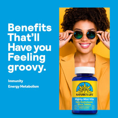 Nature's Life Mighty Mini Vite tablets-closeup highlights tiny, easy-to-swallow micro tablets.