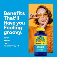 Nature's Life Renewing Magnesium label highlights citrate, malate, oxide and B-6.