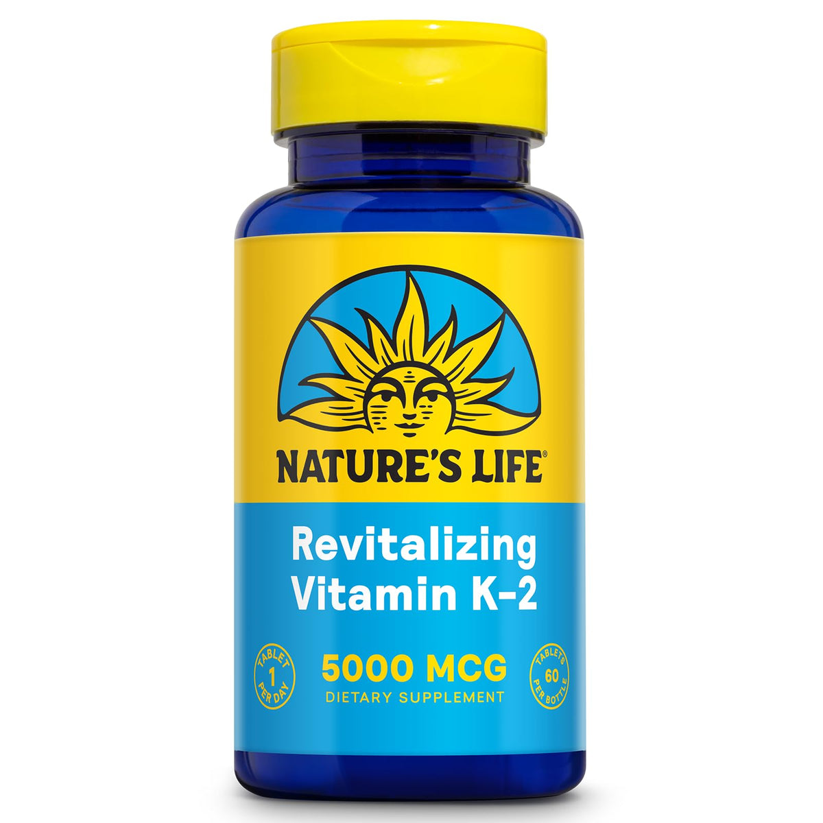 Nature's Life Vitamin K2 MK4 bottle front view shows high potency for bones