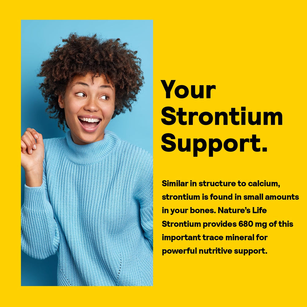 Label view: strontium citrate per vegetarian tablet for easy daily use