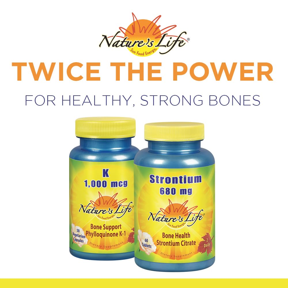 Nature's Life Vitamin K 1000mcg bottle on shelf for daily use.