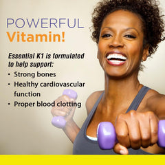 Nature's Life Vitamin K 1000mcg label close-up highlighting purity and potency.