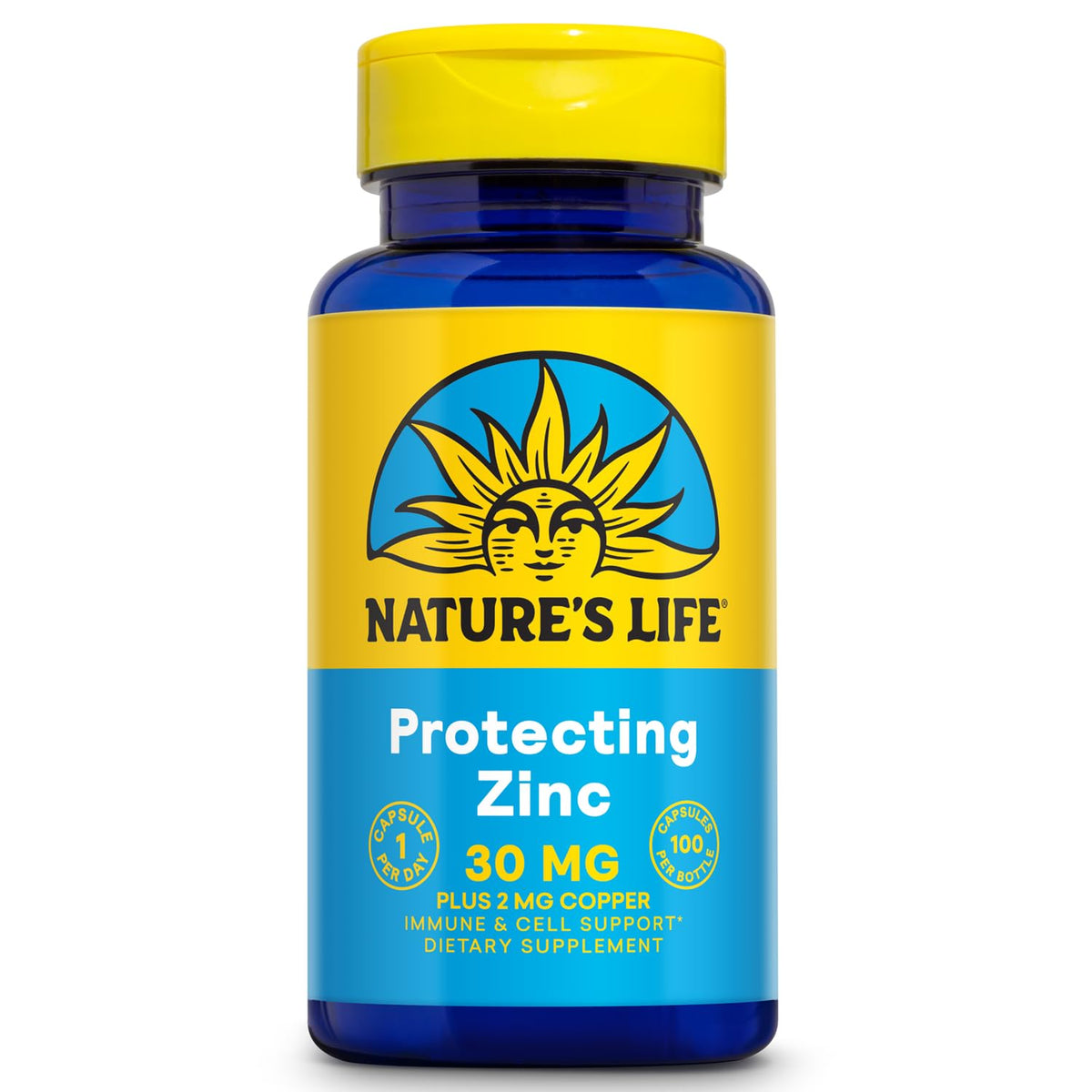 Nature's Life Zinc Picolinate 30mg bottle showing capsules for daily immune and vitality support