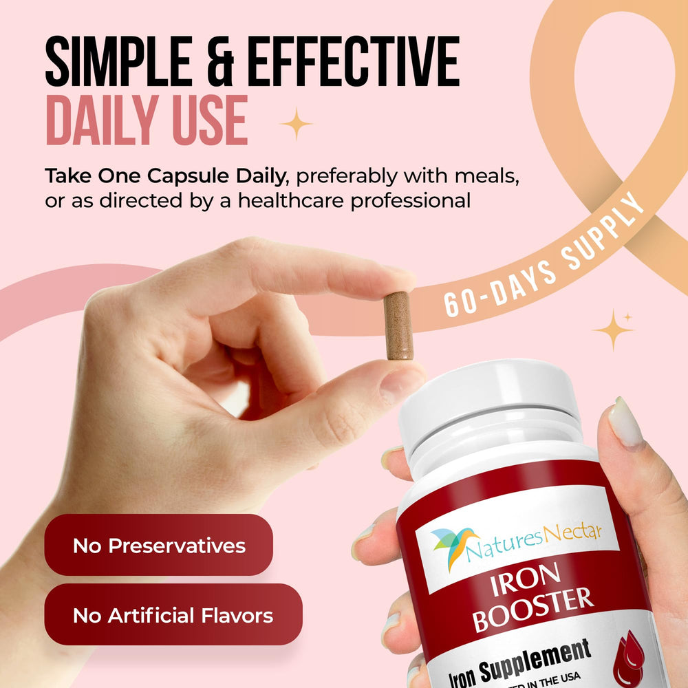 Nature's Nectar Blood Builder packaging signaling GMP-certified manufacturing