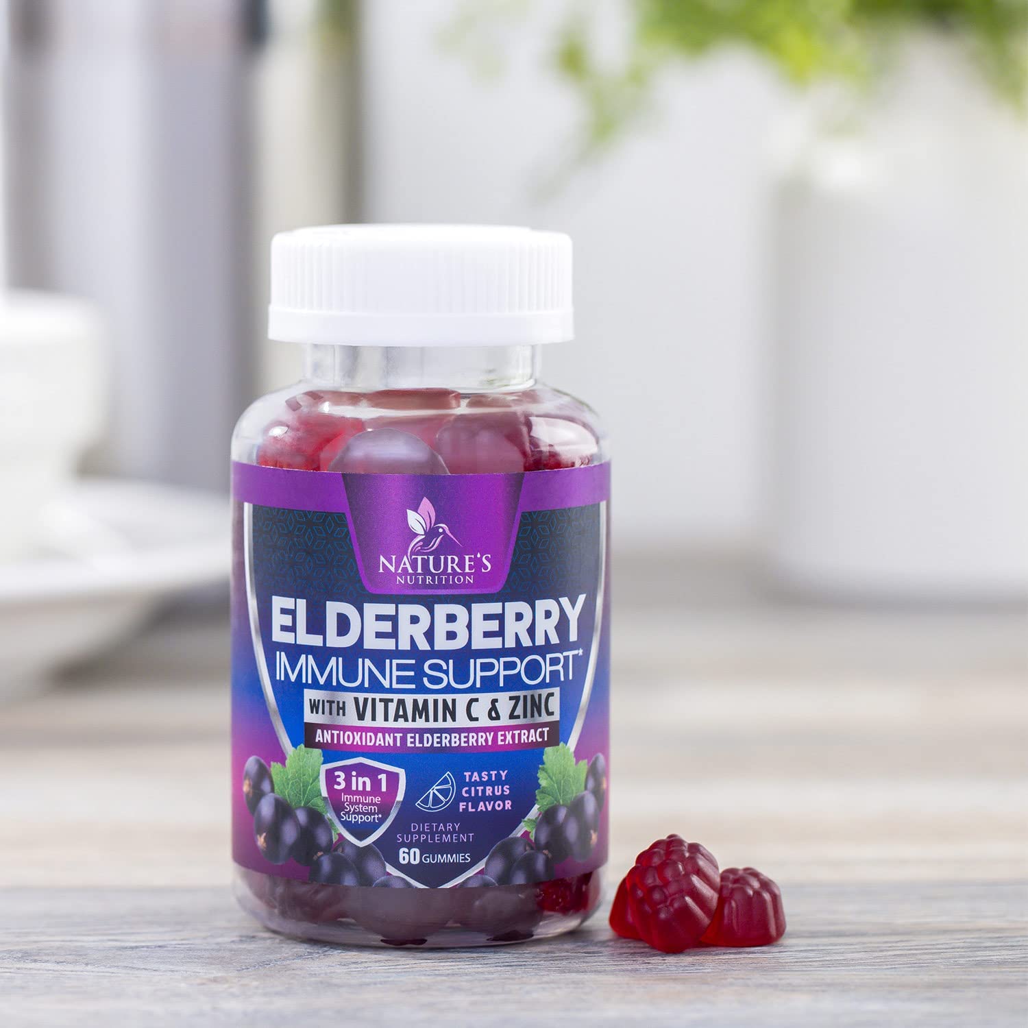 Gominolas de saúco Nature's Nutrition uso diario, fácil incorporar en la rutina.