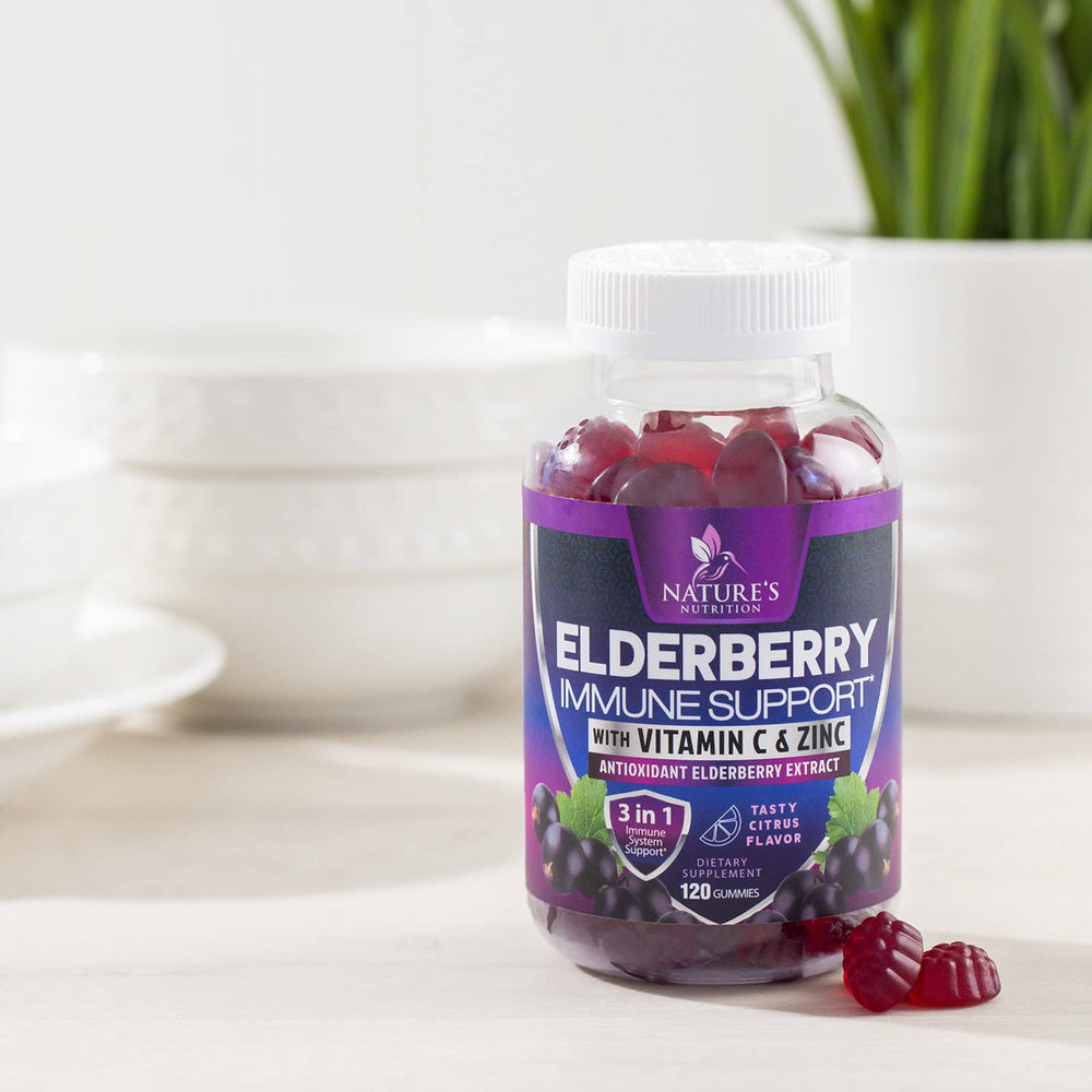 Nature's Nutrition 120 gummies pack communicates value and long-lasting supply.