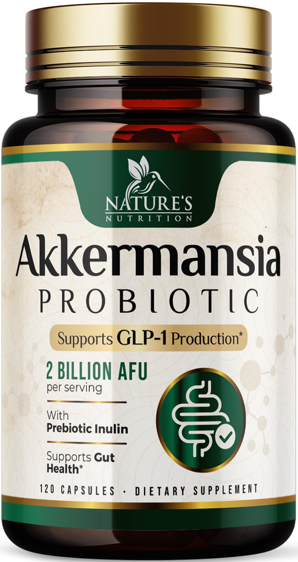 Nature's Nutrition Akkermansia Probiotic 2B AFU bottle promoting gut balance