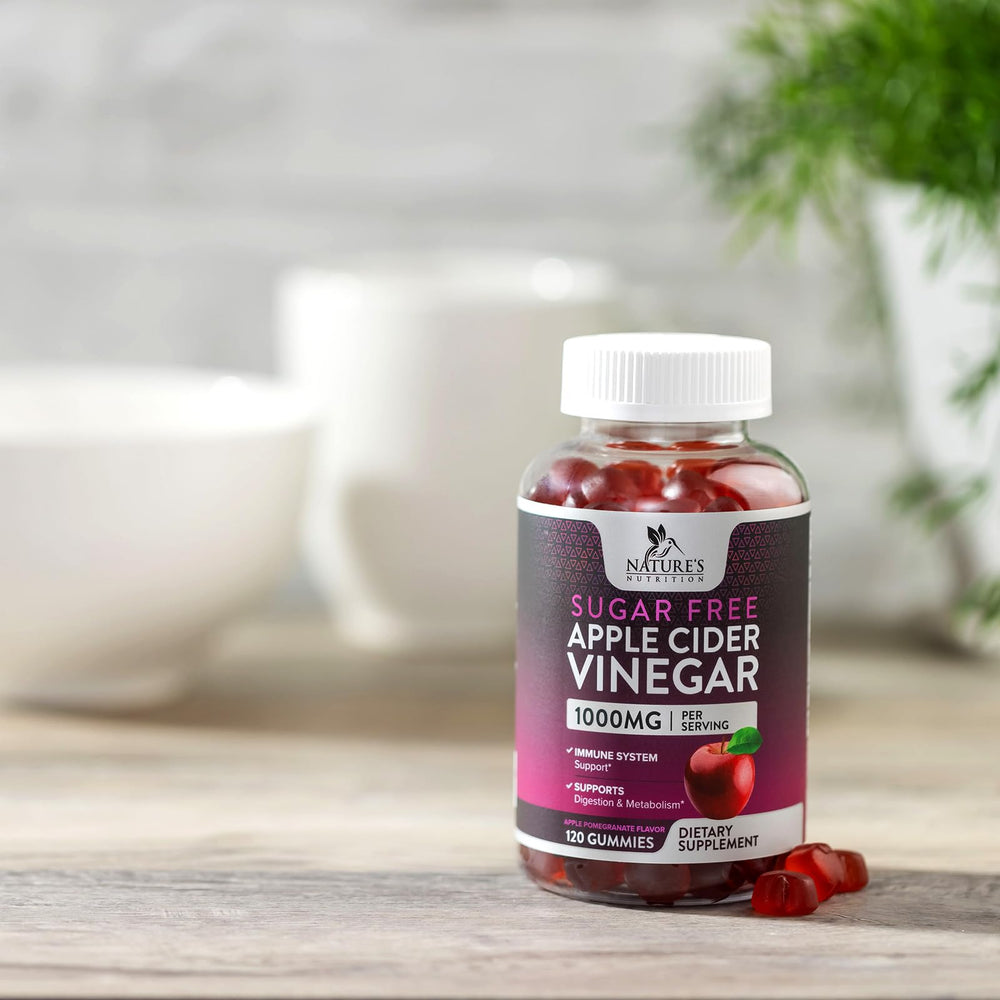 Apple cider vinegar with mother represented in gummies.