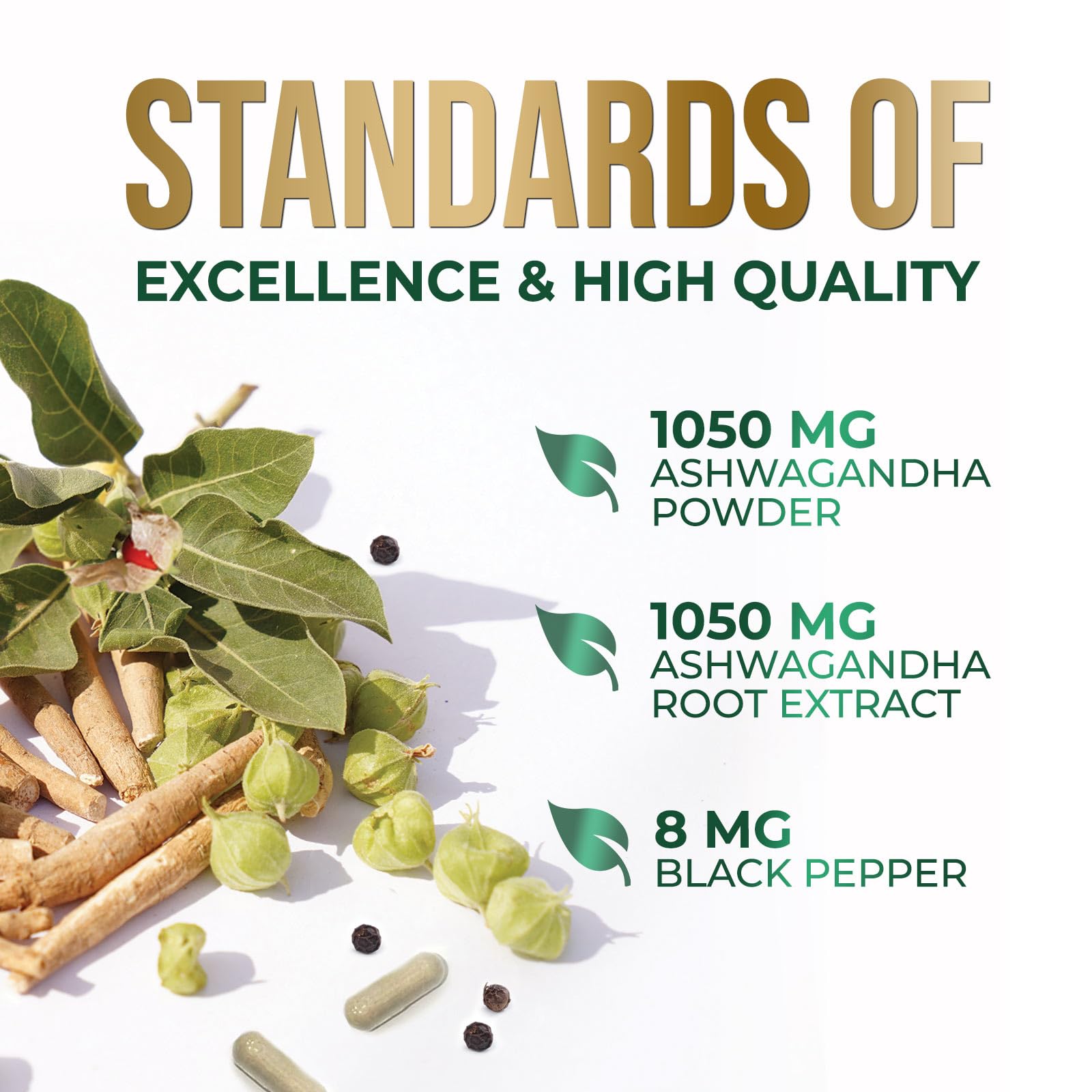 Daily dosage scene with Nature's Nutrition Ashwagandha capsules