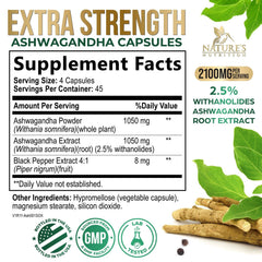 Nature's Nutrition Ashwagandha capsules for everyday use in a routine