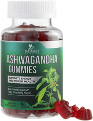 Nature's Nutrition Ashwagandha Gummies bottle front promotes daily calm potential