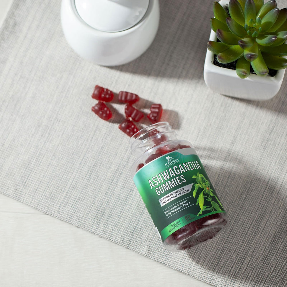 Nature's Nutrition Ashwagandha Gummies pack shot conveys value and daily use