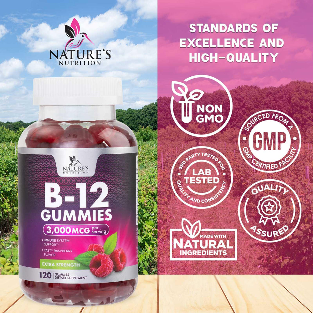 Nature's Nutrition B12 methylcobalamin ingredient label highlighted