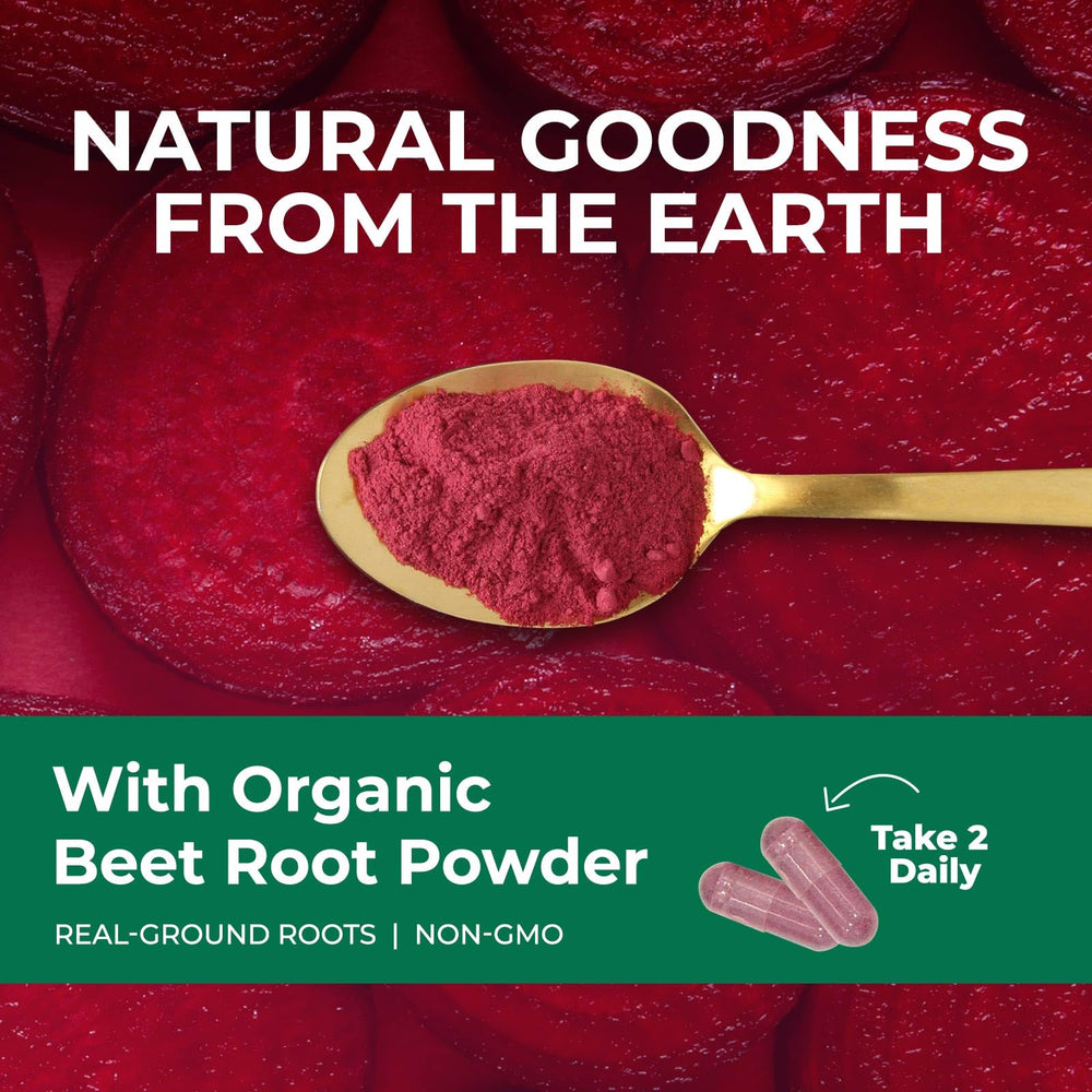 Vegan gluten-free symbol on Nature's Nutrition Beet Root Capsules packaging