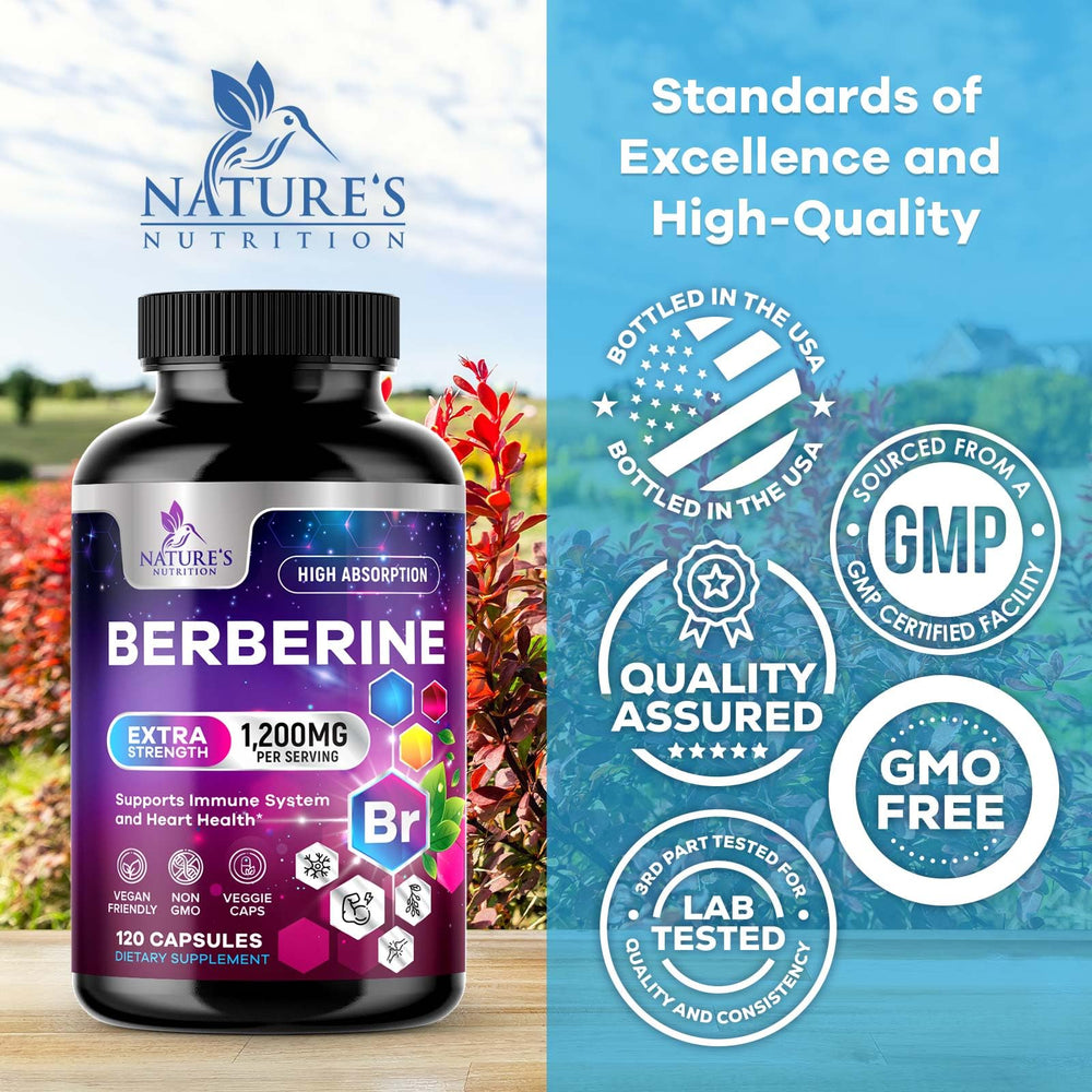 Berberine HCL 1200mg bottle shown as part of a daily wellness routine.